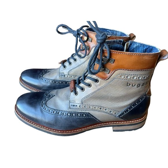 Bugatti Boots Marcello Brogue Mens Shoes Boots 42 NWOT Bew Gray Black Leather - Picture 5 of 10